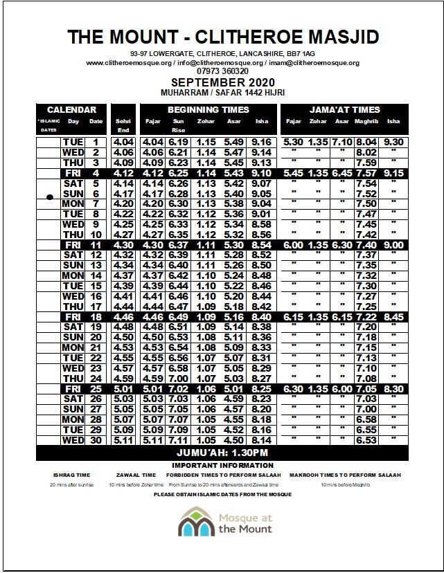 namaz timetable london